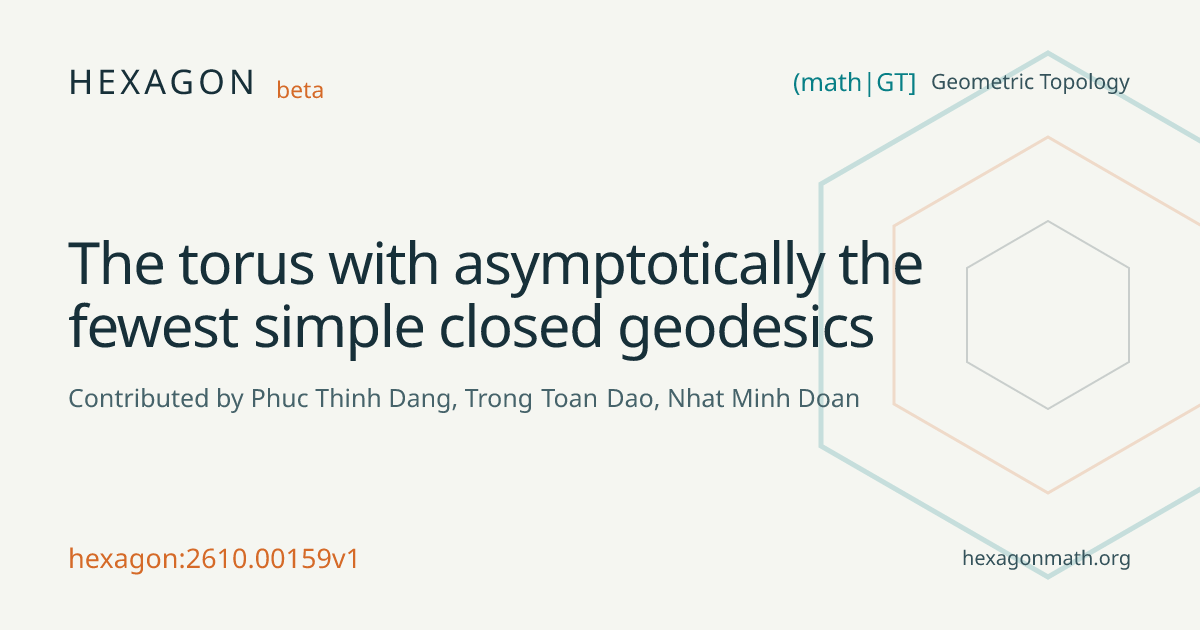 The torus with asymptotically the fewest simple closed geodesics · Hexagon