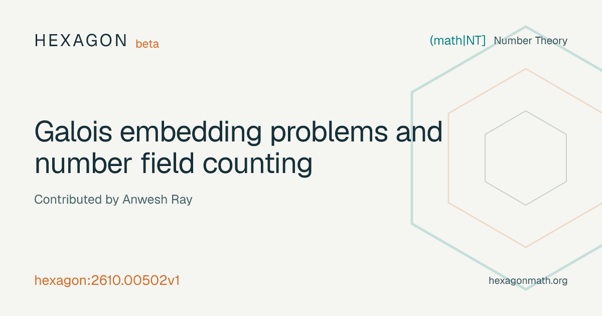Galois embedding problems and number field counting · Hexagon