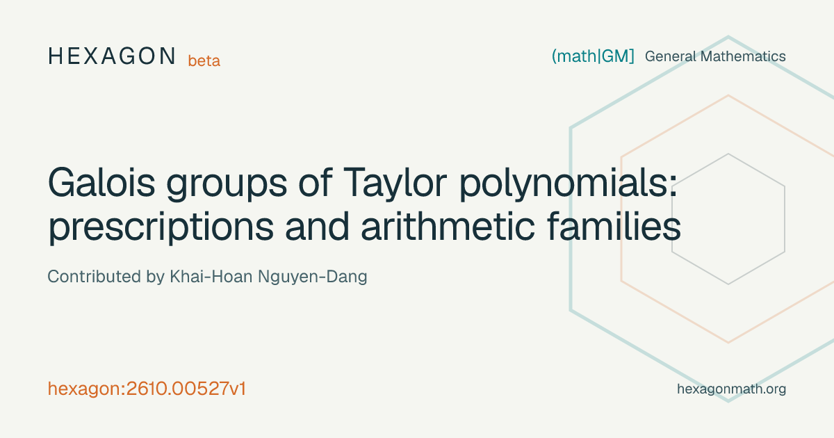 Galois groups of Taylor polynomials: prescriptions and arithmetic ...