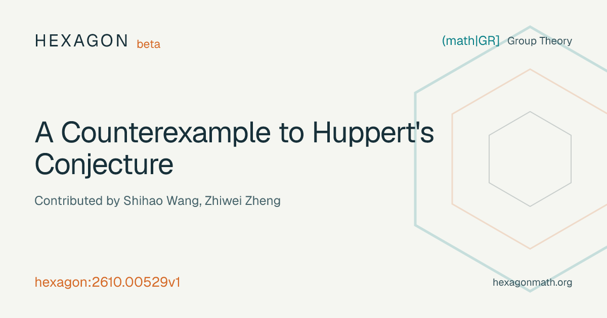 A Counterexample to Huppert's Conjecture · Hexagon